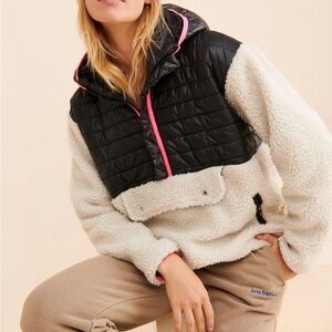 4SI3NNA Black and Cream Teddy Jacket with Pink Accents